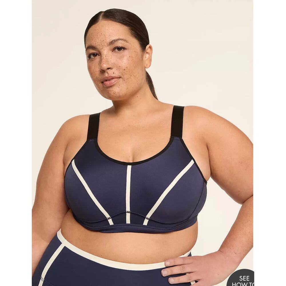 Lane Bryant LIVI High-Impact Wicking Underwire Sports Bra 44H Black molded cups